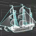 Historical Sailing Ship Featuring Three Masts White Sails And Wooden Hull Design