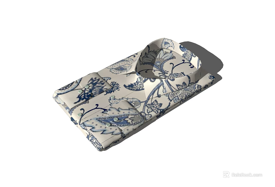 Modern Sectional Sofa With Blue And White Floral Pattern For Comfortable Living Room 3d model