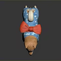 Shiba Inu Dog Wearing Blue Outfit With White Cloud Patterns And Orange Backpack
