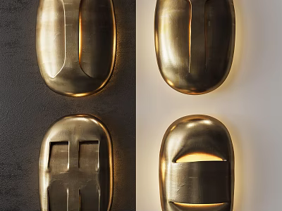 Modern Brass Wall Lamps with Sleek Oval Design and Warm Illumination for Interior Decor 3d model