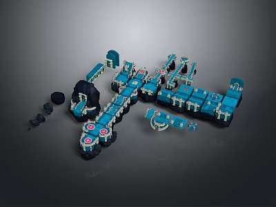 Board Game Entertainment With Blue Building Blocks Creative Layout And Tracks 3d model