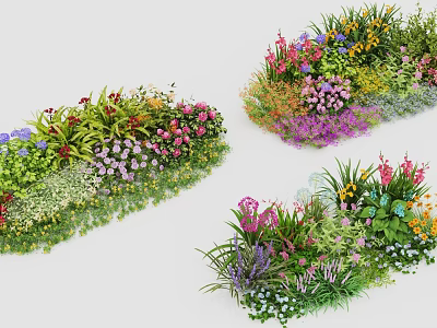 flower and grass combination flower group flower mirror plant 3d model