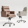 Comfortable Brown And Light Gray Office Chairs With High Back And Swivel Wheels
