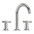 Elegant Modern Chrome Washbasin With Double Handles Faucet And Bathroom Design