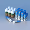 Daily Cleaning Products Featuring Crest Toothpaste Tubes And Plastic Bottles 3d model