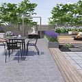 Roof Garden Design With Wooden Deck Paved Flooring And Outdoor Seating