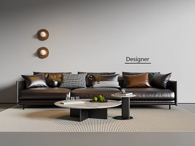 Modern Italian Three-Seat Sofa Leather Sofa 3d model