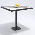 Modern Marble Top Coffee Table With Black Metal Base Featuring Two Lemons On White Plate