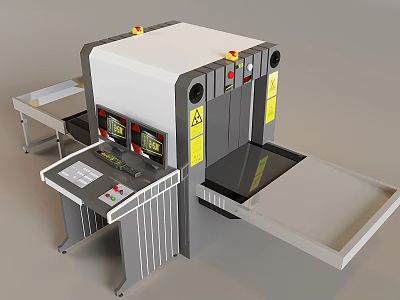 Public Facility Security Equipment With Control Panel Display Screen And Warning Labels 3d model