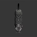 Gray White Spotted Cat With Black Stripes Striped Tail And Green Eyes On Black Surface
