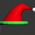 Festive Red Santa Hat With Green Brim And Colorful Decorative Rings For Holiday Use