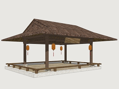 Thatched Pavilion Leisure Gazebo Holiday Gazebo 3d model