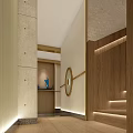 Luxury Modern SPA Sauna Entrance With Arched Design Red Tree Blue Stones And White Containers