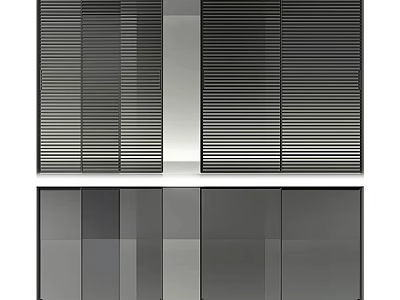 Modern Interior Sliding Doors With Louvered Panels And Black Aluminum Frames 3d model