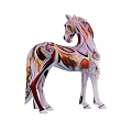 Decorative Horse Sculpture With Colorful Intricate Patterns And Artistic Design