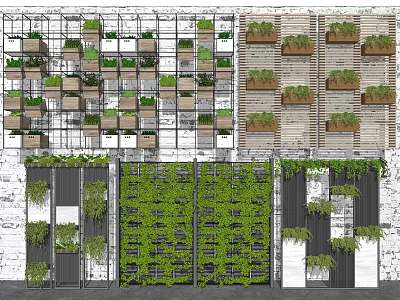 Creative Living Plant Wall Designs With Vertical Garden Structures And Diverse Plant Arrangements 3d model