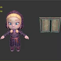 Cute Blond Haired Blue Eyed Cartoon Character In Purple Outfit With Open Red Book