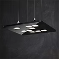 Modern Black Rectangular Chandelier With Multiple Lights Ceiling Pendant Design 3d model