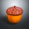 Realistic Acorn 3D Rendering With Orange Base And Brown Spotted Cap 3d model