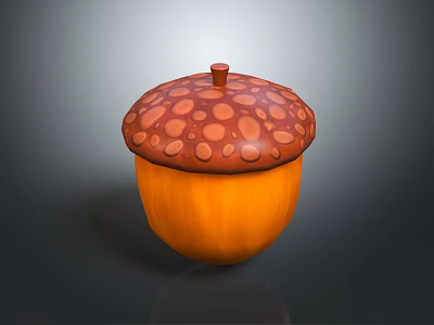Realistic Acorn 3D Rendering With Orange Base And Brown Spotted Cap 3d model