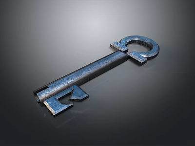 Vintage Metal Key With Classic Shape And Metallic Texture On Dark Background 3d model