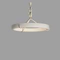 Modern Circular White Chandelier With Metal Frame And Decorative Leaf Design Top
