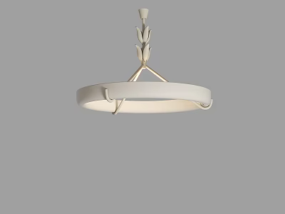 Modern Circular White Chandelier With Metal Frame And Decorative Leaf Design Top 3d model