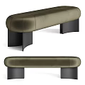 Modern Olive Green Leather Sofa Bench with Sleek Black Legs and Minimalist Design