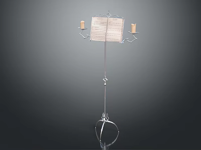 Elegant Metal Music Stand with Sheet Music Candles and Decorative Frame for Instruments 3d model