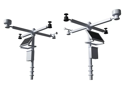 Outdoor Weather Station Equipment With Solar Panel And Multiple Sensors 3d model