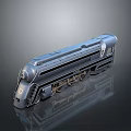 Vintage Steam Locomotive With Streamlined Metallic Shiny Surface On Gray Background