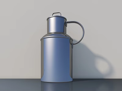 Metallic Silver Insulated Vacuum Flask Daily Use Appliance With Modern Design On Countertop 3d model
