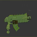 Green Spiked Futuristic Weapon With Carved Mechanical Texture And Grip Design