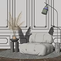 Modern Single Sofa Lazy Sofa Corner Floor Lamp Combination 3d model