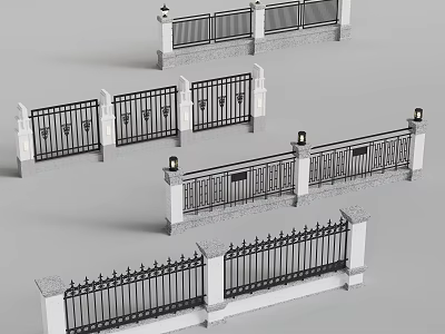 Ornamental Iron Railings With Various Decorative Designs For Outdoor Garden And Residential Spaces 3d model