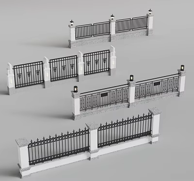 Ornamental Iron Railings With Various Decorative Designs For Outdoor Garden And Residential Spaces 3d model