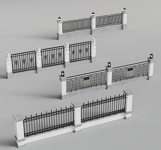 New Chinese Fence Railing 3d model