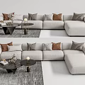 Light Luxury Corner Sofa Coffee Table Combination 3d model
