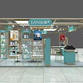 LANSUR Cosmetics Specialty Store With Turquoise And Gold Display Counters And Elegant Interior