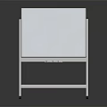 White Whiteboard With Metal Stand Placed On Black Floor And Reflection 3d model
