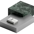 Modern Coffee Table With Green Marble Top And Gray Base Featuring A Book 3d model