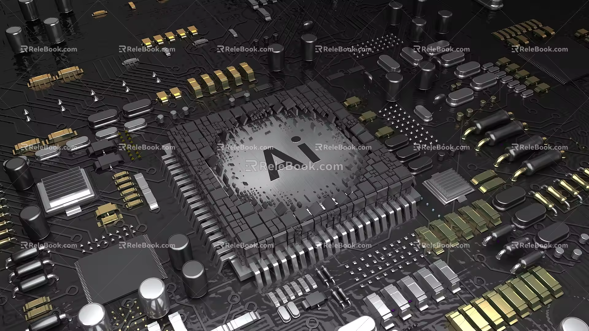 Chip Motherboard Chip Animation Motherboard Roaming 20th Begins with Roll Animation 3d model
