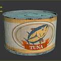 Canned Tuna Seafood In Metal Can With Orange Beige Label And Fish Illustration