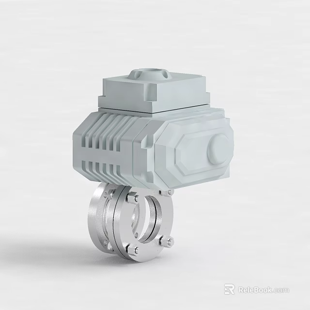 Industrial Electric Ball Valve Equipment With Metal Body And Actuator Control System 3d model 