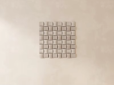 Light Beige Square Carved Pattern With Small Blocks In Grid Arrangement On Light Wall 3d model