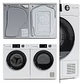Modern White Washing Machine With Digital Display Control Panel And Black Door Design 3d model