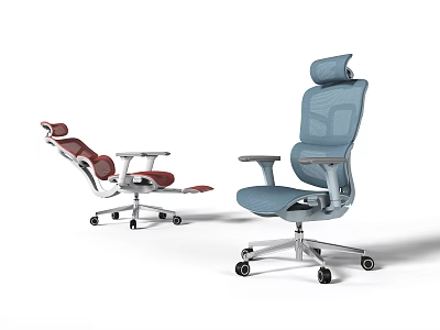 Modern Ergonomic Office Chairs Blue High Back And Red Adjustable With Footrest 3d model