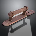 Vintage Rusty Metal Door Handle With Long Base And Screw Holes
