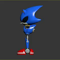 Game Movie Character Blue Mechanical Hedgehog With Yellow Ear Tips Red Shoes Circular Chest Emblem