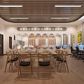 Bilingual School Sunlit Learning Space With Tables Chairs Computers And Cultural Elegance